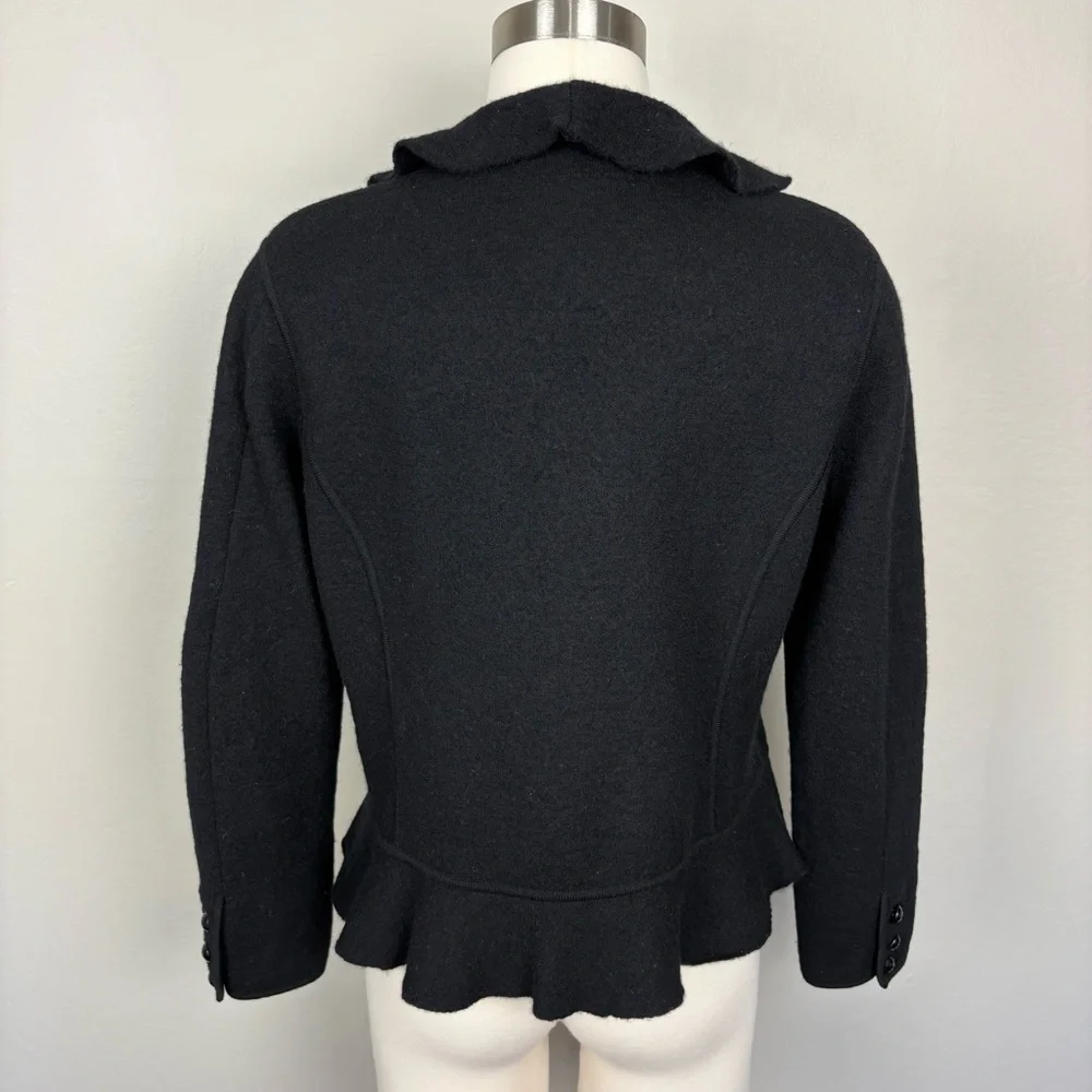 Jones New‎ York Petite Collection Wool Jacket Size M Black Ruffled Work Church